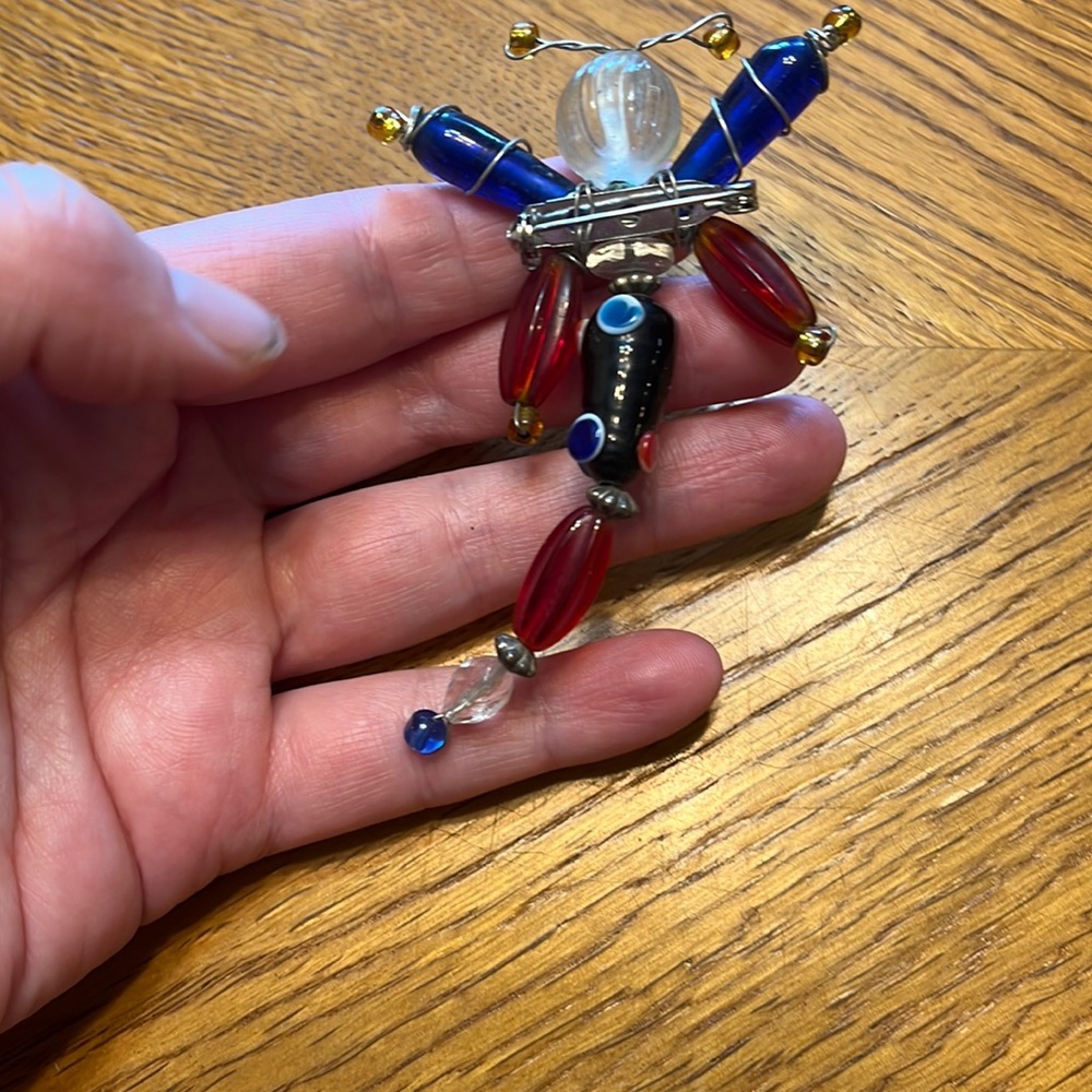 Vintage Glass Bead Dragonfly Brooch - Picture 2 of 3